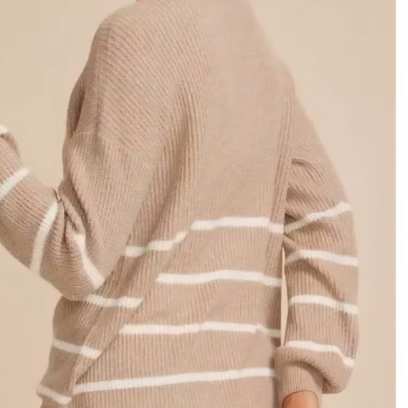 Maurices V-Neck Sweater - Taupe and White - Picture 2 of 3